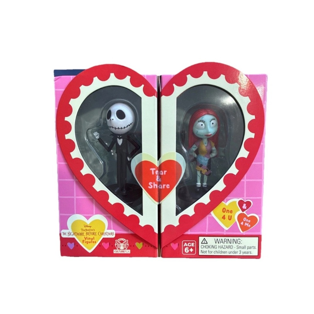 NIB Disney Jack & Sally CultureFly vinyl set in heart box. Ships Fast!